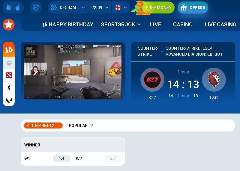 Mostbet élő e-sport fogadás