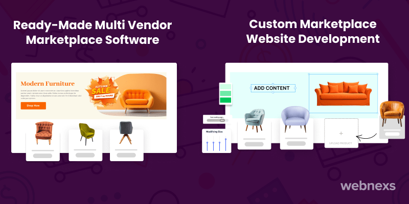 Comparison between ready-made multi-vendor marketplace software and custom marketplace website development